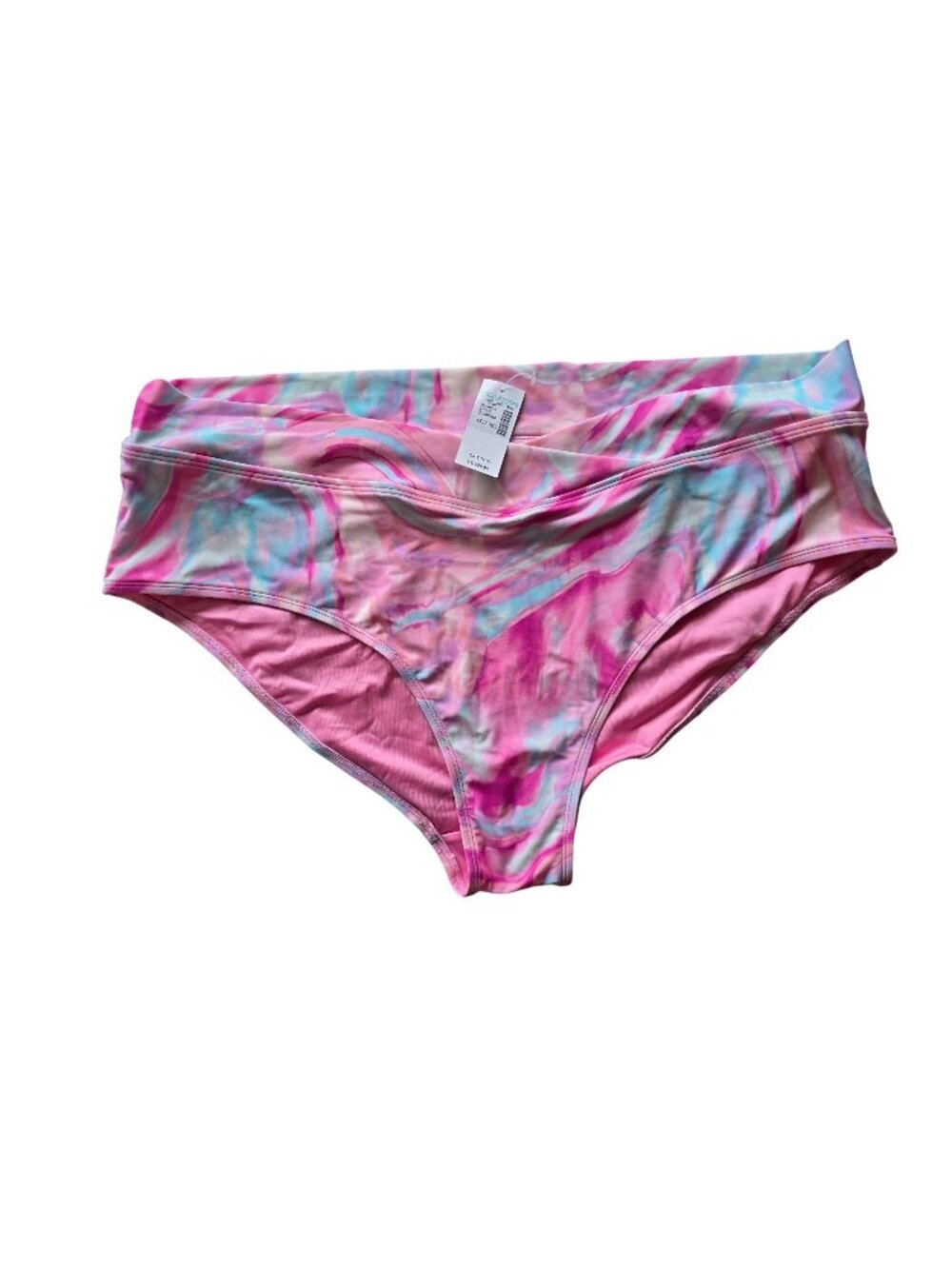 Maurices Womens Swim Briefs Pink Multi XL High Rise Stretch Nylon Polyester